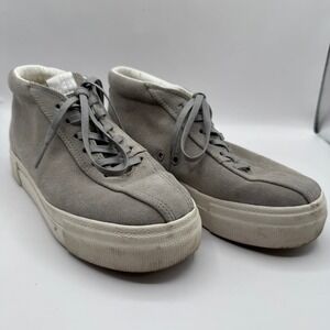 Eytys Mother Suede Mid Top Sneakers Womens 7 37 Grey Platform Lace Up Shoes